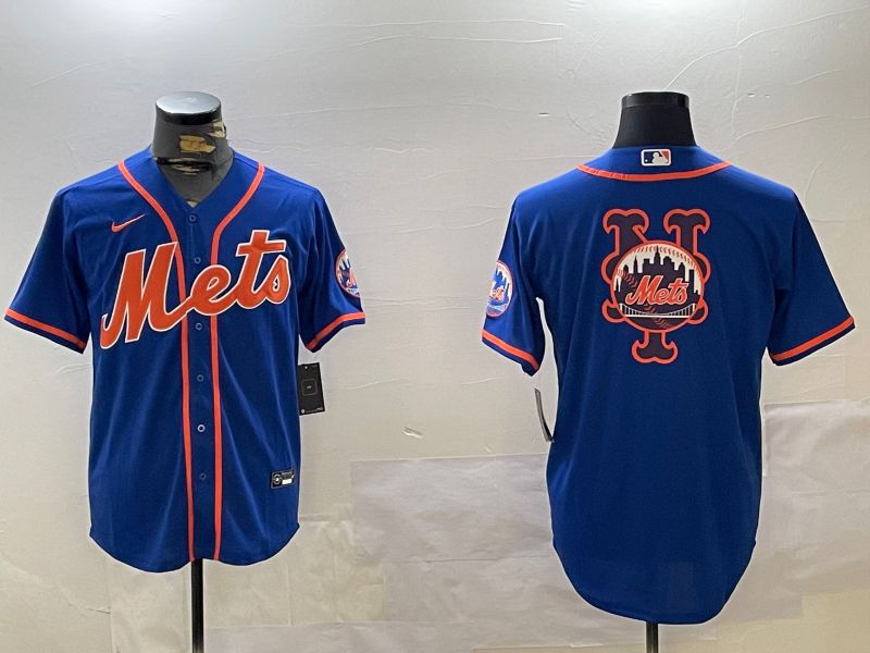 Men New York Mets Blank Blue Game 2024 Nike MLB Jersey style 3